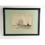 Norman Wilkinson (British 1878-1971)sailing vessel and tugdry point etchingsigned32 cm x 24 cm