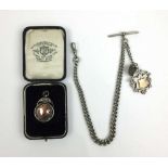 A late Victorian/early 20th century silver graduating single albert chain together with an