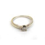 A 9ct white gold and princess cut diamond solitaire ring, the stone approximately 0.25ct. Approx.