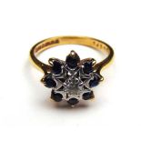 An 18ct gold sapphire and diamond ring, approx. weight 3.9g