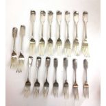 A selection of Georgian and Victorian silver forks. Various hallmarks. Approx. weight 985g