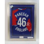 A 2007 England cricket World Cup shirt signed by Monty Panesar, Supplied for Ian Bells benefit