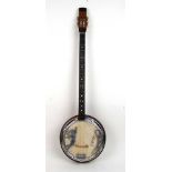 An unusual early 20th century handmade plectrum banjo