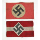 A Third Reich NSDAP armband together with a Hitler Youth armband