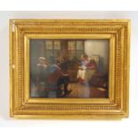 19th century schoolfamily reading interior sceneoil on board initialed T.B.30 cm x 23 cm