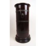 A 19th century mahogany and metal bound cylindrical stick/umbrella stand, h. 63 cmCondition
