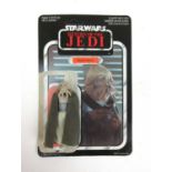 A Star Wars Return of the Jedi figure 'Squid Head' with card back