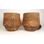 Archibald Knox for Liberty - a pair of terracotta planters, h.48 cm, dia. 45 cmOne planter with