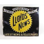 An early 20th century 'Lloyd's News' enamel sign 93 cm x 77 cm