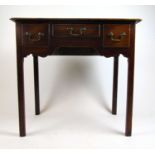 A mid 18th century walnut low boy, the top over three drawers on moulded legs, h. 74 cm, w. 78 cm,