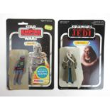 A Star Wars Return of the Jedi figure 'Boba Fett' together with 'Bib Fortuna' and card backs