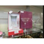 A pair of Baccarat crystal cocktail glasses in a Asprey & Garrard box, h. 15 cm