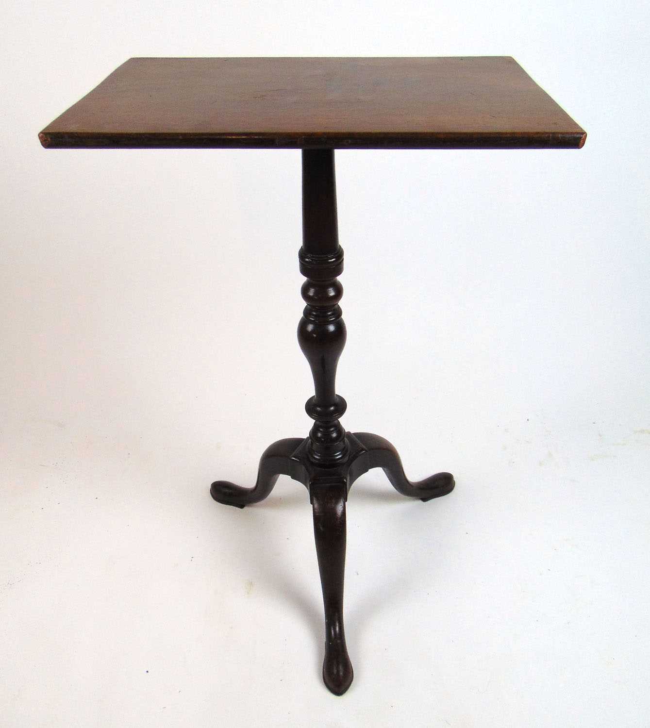 An early 18th century and later mahogany tripod table, the later rectangular top over the turned - Bild 2 aus 2