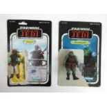 A Star Wars Return of the Jedi figure Weequay together with 'Gamorrean Guard' and card backs