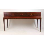 A late 18th century mahogany and painted square piano by Longman & Broderip, the carcass painted