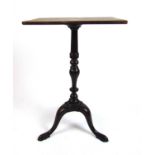 An early 18th century and later mahogany tripod table, the later rectangular top over the turned