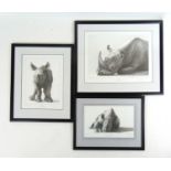 Gary Hodges (b.1954)Three limited edition prints, 'Wobbly' 772/995, 'Black Rhinoceros With