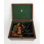 A large late 19th/early 20th century J.Jaques of London boxwood and ebonized chess set with box.