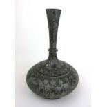 An Indo-Persian bidriware vase having white metal inlay, h. 29 cmMost of the inlay missing