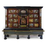 A 17th century and later Antwerp School ebony, tortoise-shell and brass mounted cabinet decorated