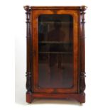 An Edwardian burr walnut, boxwood strung and marquetry music cabinet, the single glazed door