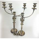 A pair of 19th century old Sheffield plate candelabra with removable top sections, h. 61 cmNo makers