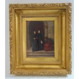 19th century schoolfigures by church dooroil on boardsigned - illegible, gallery label verso,