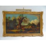 19th century Continental schoolcouple leaning on tree oil on canvasunsigned96 cm x 54 cm