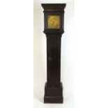 A late 17th century/early 18th century painted pine longcase clock, the engraved brass dial with