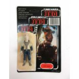 A Star Wars Return of the Jedi figure 'Yak Face' with card back from the 1980'sMarked LFL1985 on