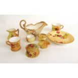 A collection of small Royal Worcester Blush Ivory ceramicware to include a cream boat, miniature