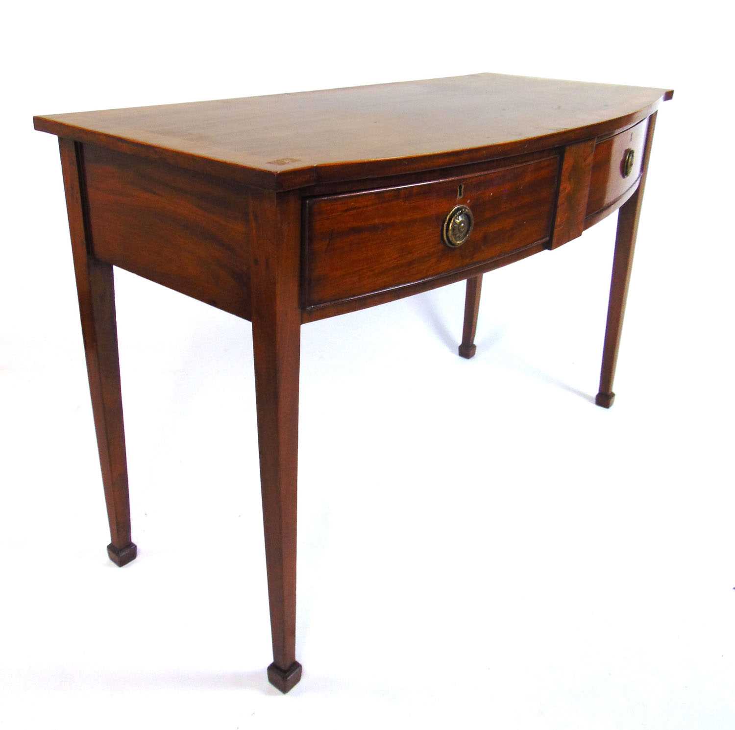 An early 19th century mahogany and rosewood banded bow front sideboard, the top over two drawers - Bild 2 aus 2