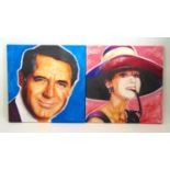 Gary O'Neil (British, contemporary)Cary Grant and Audrey Hepburnoil on canvas (2)signed100 cm x