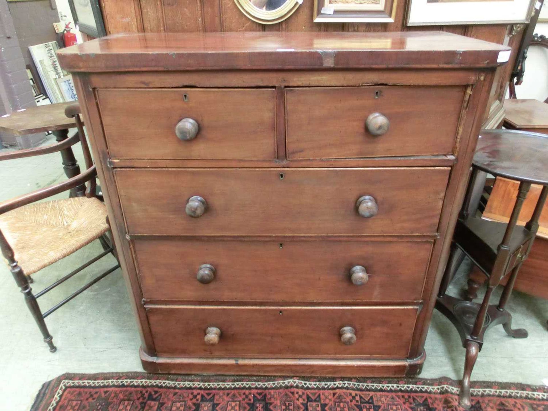 A 19th century mahogany chest of two short over three long drawers