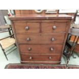 A 19th century mahogany chest of two short over three long drawers