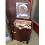 Two record cases containing a quantity of LPs by various artists including The Rolling Stones, Focus