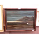 A framed oil on canvas of a cottage in coastal scene signed bottom right F W '86