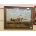 A framed and glazed print of Hawker Hurricanes after Coulson N2532 GZ-H was a Hurricane Mk 1 of