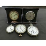 Five travelling pocket watches, two in cases