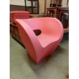 A red PVC 'Little Albert' chair designed for V & A Museum by Ron Arad for Moroso