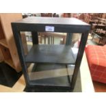 A black painted glazed display cabinet