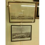 Two framed and glazed prints of sailing vessels, one titled 'The School Frigate Conway' the other of