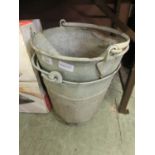 Two old galvanised buckets