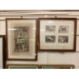 Two framed and glazed prints of hunting scenes to include hounds etc.