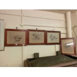 A set of four framed and glazed charcoal, chalk, and pastel drawings of nudes, three signed Alain