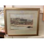 A framed and glazed watercolour of canal scene signed bottom right F.R.Hopkins