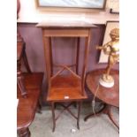 A pair of Edwardian mahogany inlaid square topped occasional tables