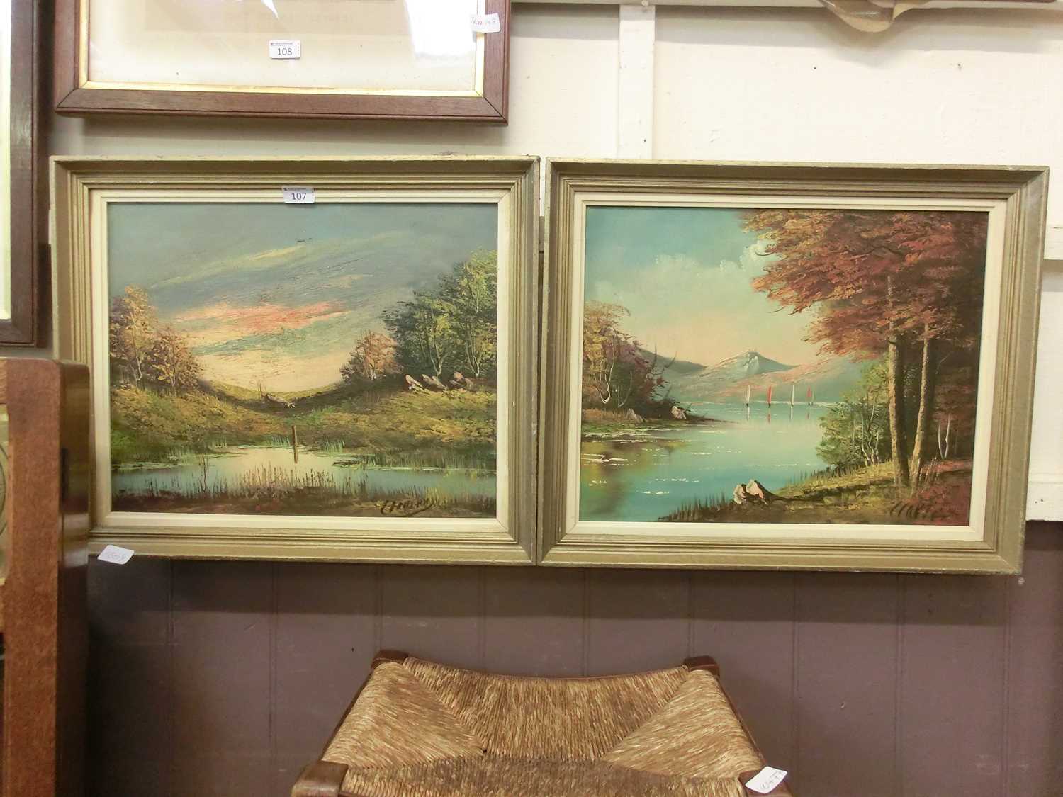 A pair of mid-20th century framed oils on canvas of lakeland scenes signed bottom right