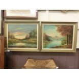 A pair of mid-20th century framed oils on canvas of lakeland scenes signed bottom right