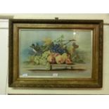 A gilt framed and glazed oil painting of still life and bird signed bottom right